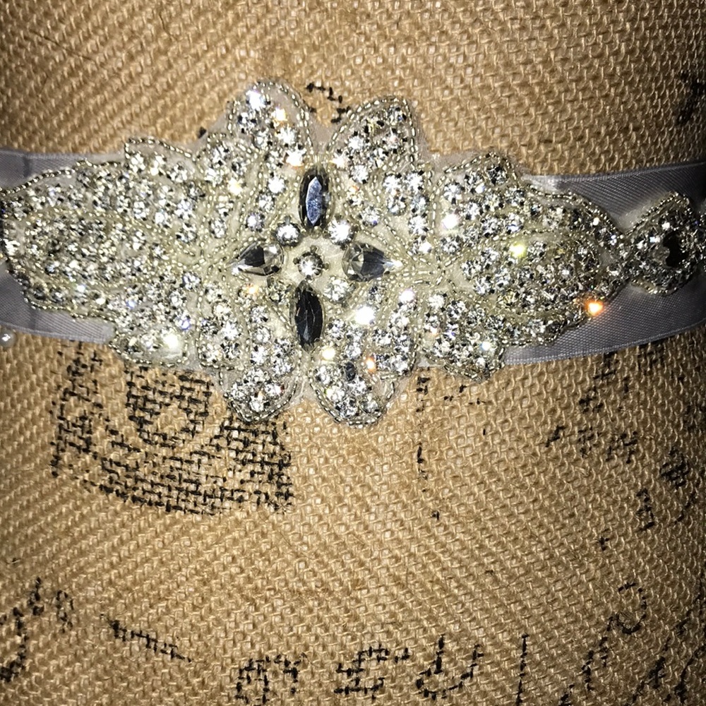 New Rhinestone Ribbon Bridal Sash - Picture 8 of 8